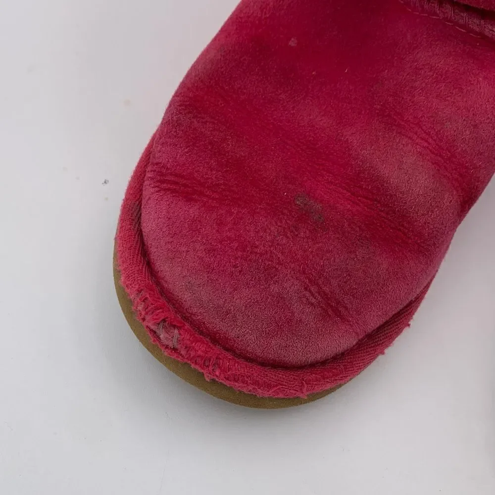 UGG bright pink double Bailey Bow girls size 2 with added gemstone mermaid